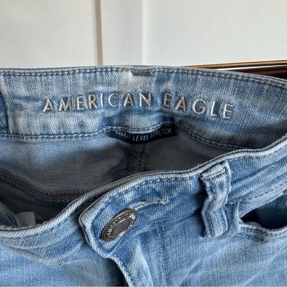 American Eagle High Rise Jeggings Next Level Stretch light blue Sz 0 SHORT - Picture 4 of 9